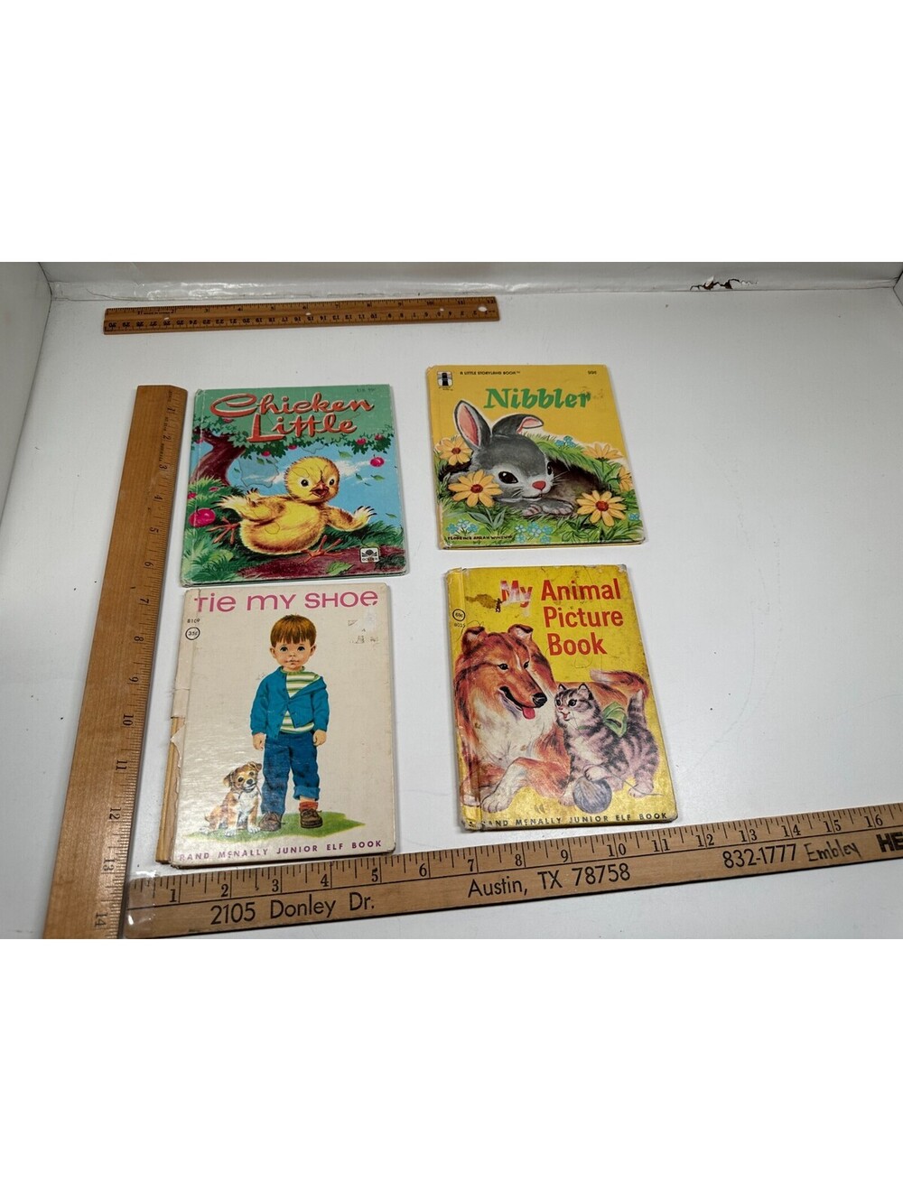 Lot of 4 Vintage Children's Books Chicken Little Nibbler Tie My Shoe Animal